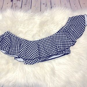 Zaful Black Buffalo Plaid Off Shoulder Bikini Top